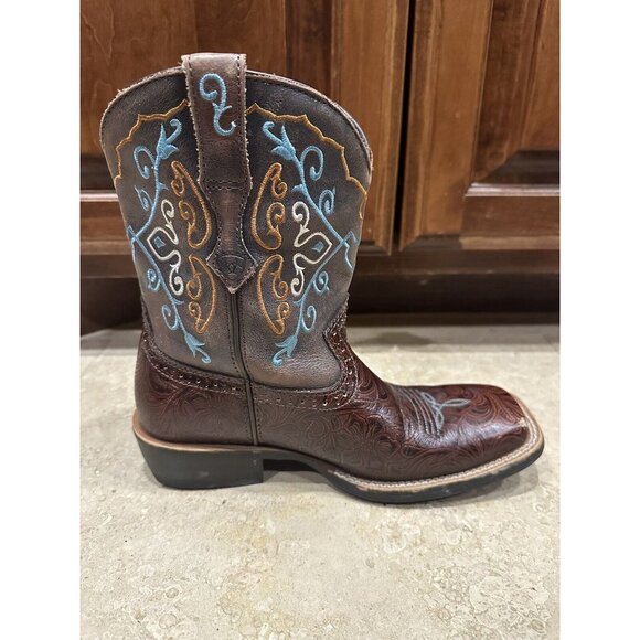 Ariat Brown and Blue Ankle Boots - Picture 6 of 15